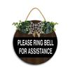 11x11In Please Ring Bell for Assistance Sign,Wood Plank Design Hanging Sign Wall Art Home Decoration,Rustic Wood No Soliciting Sign for Farmhouse Home Decor,Funny Signs Gift view 1