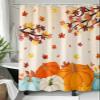 ALAGEO Fall Shower Curtain Harvest Pumpkin Shower Curtains for Bathroom Decor Fall Thanksgiving Harvest Maple Leaf Bath Curtains Sets with Hooks Polyester Fabric Waterproof Stall 36" x 72" view 3