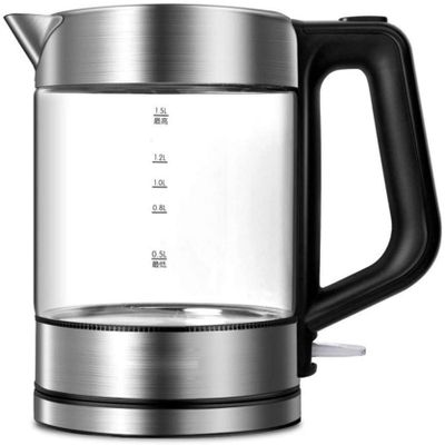 FairUo Kettle, Eco Glass Electric Kettle, 1.5L Cordless Water Kettle, Led Illuminated, Fast Boil, Auto Shut-Off, Stainless Steel Inner Lid
