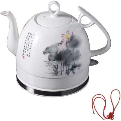 FairUo Kettle,Ceramic Electric Kettle,Cordless Water Teapot, Teapot-Retro 1.2L Jug, 1000W Water Fast for Tea, Coffee, Soup, Oatmeal-Removable Base, Automatic Power Off,Boil Dry Protection/Gray