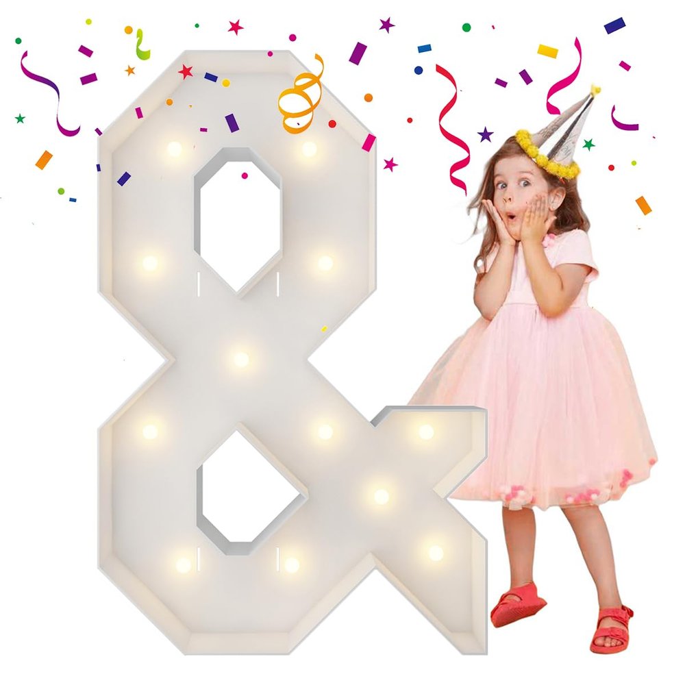 4FT Marquee Light Up Letters, Large Marquee Letters, Mosaic Balloon Frame Letter Big Letters For Engagement Wedding Decorations Birthday Party Backdrop Decor, Balloon Arch Kit Sign &