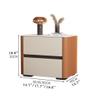 JITEM Modern Wood 2 Drawers Nightstand Faux Leather Bedside Table Marble Pattern Sintered Stone Top End Side Table Bedroom Night Stand view 2