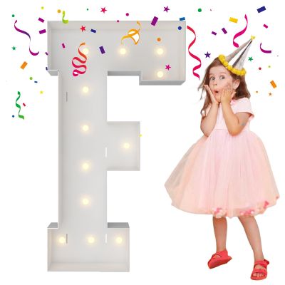 4FT Marquee Light Up Letters, Large Marquee Letters, Mosaic Balloon Frame Letters Big Letter For Engagement Wedding Decorations Birthday Party Backdrop Decor, Balloon Arch Kit Letter F