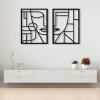Abstract Face Metal Wall Art, Geometric Face Wall Metal Decor, Minimalist Faces Line Wall Decor for Living Room, Bedroom(Black,Overall Size:39"x26" | 100x65cm) view 3