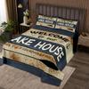 Lake House Queen Size Bedspread Set For Cabin Lodge,Rustic Farmhouse Quilt Set Boating Fishing Theme Coverlet Set For Kids Teen Adult Lake Paddle Anchor Bed Set 2 Pillow Cases Country Room Decor view 1