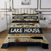 Lake House Queen Size Bedspread Set For Cabin Lodge,Rustic Farmhouse Quilt Set Boating Fishing Theme Coverlet Set For Kids Teen Adult Lake Paddle Anchor Bed Set 2 Pillow Cases Country Room Decor view 2