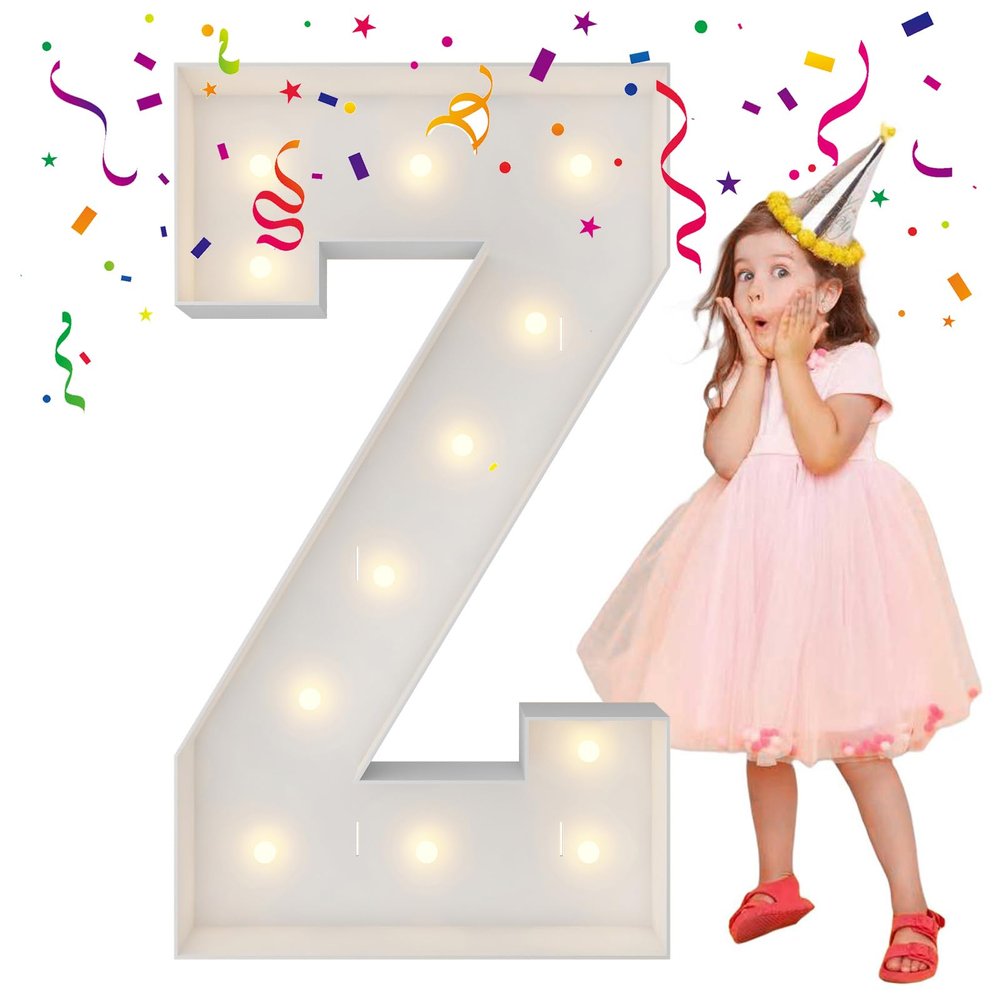 4FT Marquee Light Up Letters, Large Marquee Letters, Mosaic Balloon Frame Letter Big Letters For Engagement Wedding Decorations Birthday Party Backdrop Decor, Balloon Arch Kit Letter Z