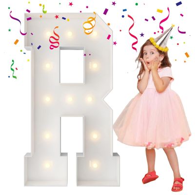 4FT Marquee Light Up Letters, Large Marquee Letters, Mosaic Balloon Frame Letters Big Letter For Engagement Wedding Decorations Birthday Party Backdrop Decor, Balloon Arch Kit Letter R