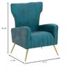 Container Furniture Direct Modern Velvet Accent Chair, Channel Tufted Bedroom, Office or Living Room Furniture with Elegant Metal Legs, 26" Wide Armchair, Blueish Green view 2