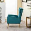 Container Furniture Direct Modern Velvet Accent Chair, Channel Tufted Bedroom, Office or Living Room Furniture with Elegant Metal Legs, 26" Wide Armchair, Blueish Green view 4