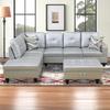 Caberryne Sectional Couch for Living Room Furniture Set Sliver White,Sectional Sofa Set L Shape Sofa and Chaise with Storage Ottoman for Living Room/ApartmentSliver White,Facing Left Chaise view 1