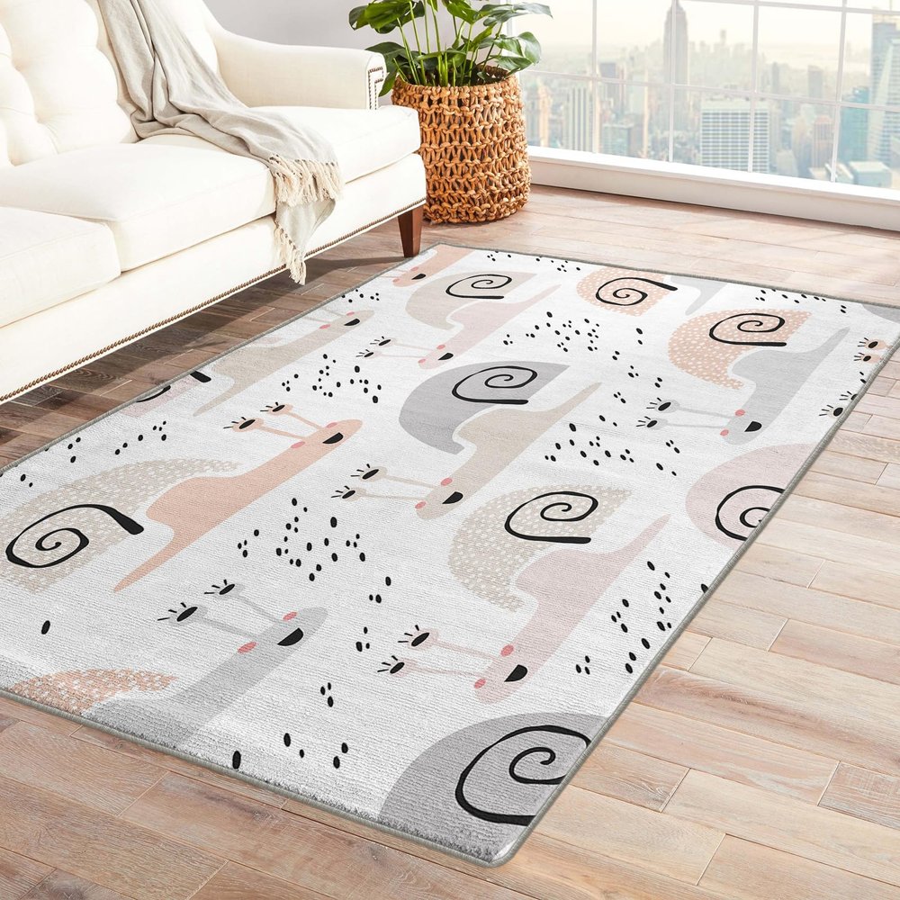 ZDABAOEC Kids Snail Rug, 4x6 Rug, Cute Cartoon Area Rugs for Boys Girls Bedroom & Room Decor, Nursery Playroom Classroom Patterned Large Rug, Washable Non Slip Indoor Floor Carpet