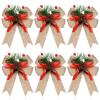 Syhood 6 Pcs Christmas Bows with Pine Cones Pine Needles Xmas Flaxen Bows Ribbon Christmas Tree Wreath Decoration for Xmas Parties Indoor Outdoor Crafts DIY Decor view 1