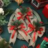 Syhood 6 Pcs Christmas Bows with Pine Cones Pine Needles Xmas Flaxen Bows Ribbon Christmas Tree Wreath Decoration for Xmas Parties Indoor Outdoor Crafts DIY Decor view 4