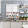 Window Curtain Tiers 2 Panels Rod Pocket Semi Sheer Tier Curtains 27.5"x36" Fall Thanksgiving Blue Orange and White Pumpkin Eucalyptus Leaves Curtains for Kitchen Bathroom Living Room Bedroom view 3
