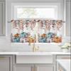 Window Curtain Tiers 2 Panels Rod Pocket Semi Sheer Tier Curtains 27.5"x36" Fall Thanksgiving Blue Orange and White Pumpkin Eucalyptus Leaves Curtains for Kitchen Bathroom Living Room Bedroom view 4