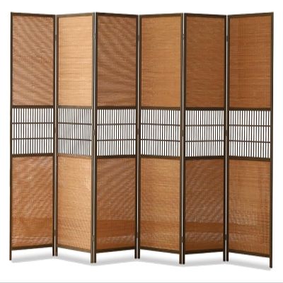 4 5 6 Panel Room Divider Screen Chinese Style Retro, Gazebo/Yard/Doorway Folding Standing Wall Partition Fence, for Preventing Dogs Cats, Wood Frame ( Color : 6-Panels , Size : High-170cm/66.9in )