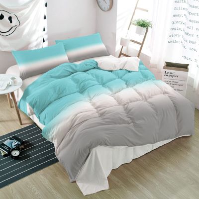 Alandar Home Full Duvet Cover Sets Teal to Gray Gradient,3 Piece Bed Set Ultra Soft Quilt Covers and Pillowcases,Turquoise Ombre Watercolor Microfiber Bedding Set for Bedroom Guest Room Dorm