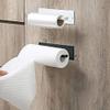 Kitchen Adhesive Roll Paper Towel Holder Bathroom Wall Mounted Paper Towel Rack Tissue Hanging Shelf for Bathroom Accessories(Color:Black) view 3