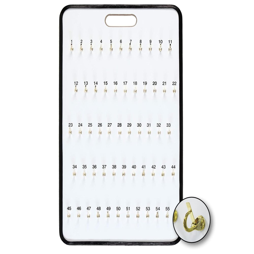 55 Hook Key Holder Wall Mount for Office, Work, Valet - Self Locking Hook Board - Portable Keyboard for Storage and Transport of Keys
