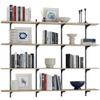 Wallniture Turin 60" Long Wall Bookshelf, Floating Shelves for Bookcase, Storage Shelves with Adjustable Standard Rail Bracket System, Burnt Finish view 1