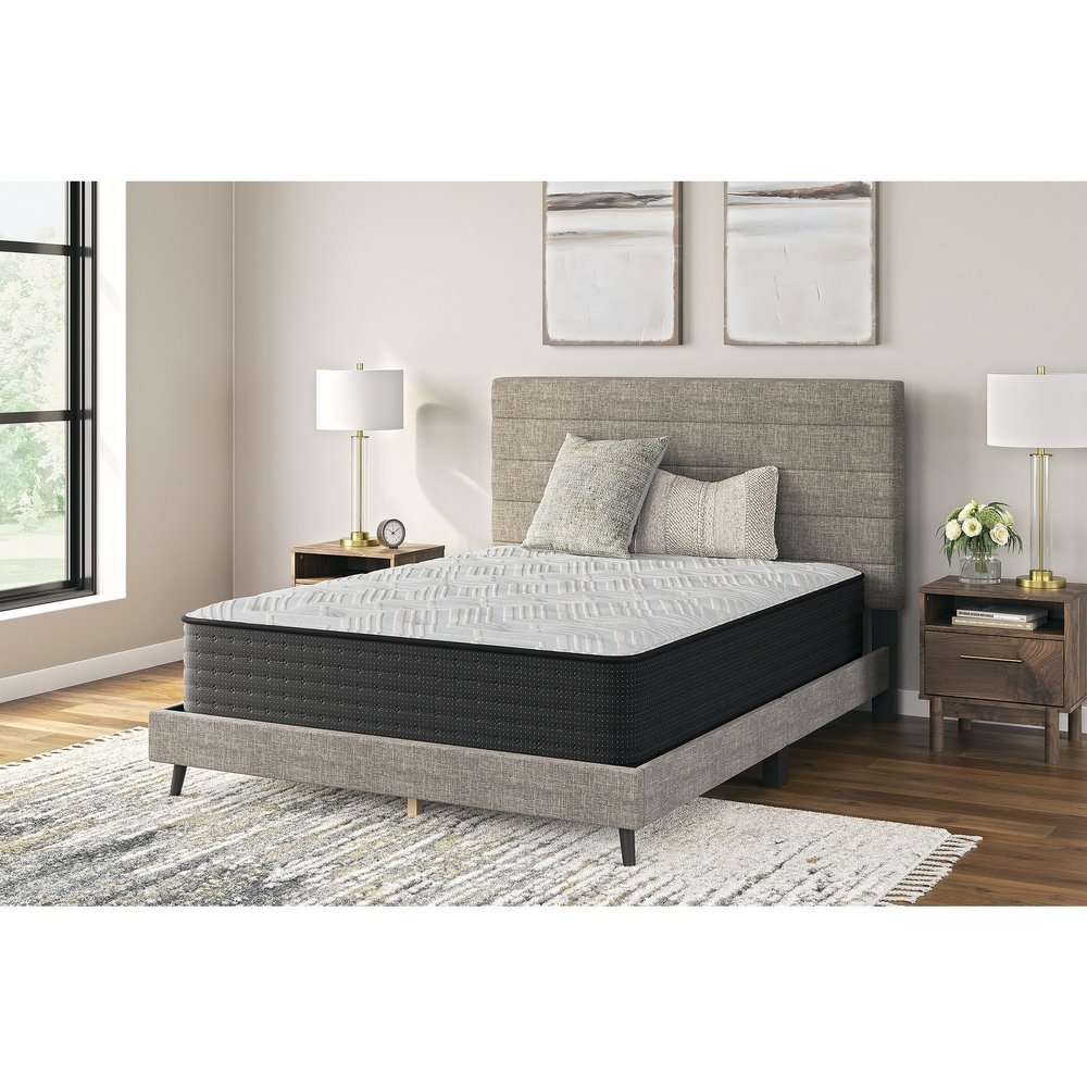 Signature Design by Ashley Queen Size Palisades 14 Inch Plush Hybrid Mattress with Quick Response Gel Memory Foam, Adjustable Base Compatible, Fiberglass Free, Mattress" A Box