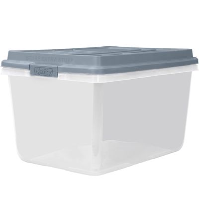Hefty HI-RISE 72 Qt Large Plastic Storage Bins with Lids, 6 Pack Stackable Containers with Secure Latching Handles, Clear Storage Totes for Garage, Closet, Basement, Clothes and Household Organization