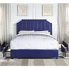 24/7 Shop at Home Fionnlagh Glam Tufted Fabric Upholstered Storage Platform Bed with Nailhead Trim, No Box Spring Required for Bedroom, Guest Room Bed, Queen-Size, Navy Blue view 4