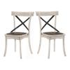 24/7 Shop at Home Stathelle Farmhouse Wood X-Back Side Chair, Set of 2 for Dining Room, Kitchen, Dark Walnut Brown and Antique White view 1