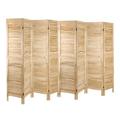 ECOMEX 8 Panel Room Divider, Folding Room Divider Privacy Screen 5.6Ft Tall, Wood Freestanding Louvered Divider Screen for Home Office Restaurant Bedroom,Natural