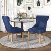 24/7 Shop at Home Cedar Modern Tufted Back Fabric Upholstered Wingback Side Chair with Nailhead Trim, Set of 2 for Dining Room, Kitchen, Blue and Natural Brown view 2