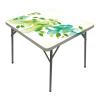 Abstract Elastic Edged Tablecloth, Floral Design Water Touch Modern Art Home Decorative Tablecloths, Fits 52x52 inch table, Great for Home Kitchen/Parties/Holiday Dinner, Yellow Green and Blue view 1