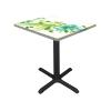 Abstract Elastic Edged Tablecloth, Floral Design Water Touch Modern Art Home Decorative Tablecloths, Fits 52x52 inch table, Great for Home Kitchen/Parties/Holiday Dinner, Yellow Green and Blue view 2