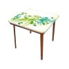 Abstract Elastic Edged Tablecloth, Floral Design Water Touch Modern Art Home Decorative Tablecloths, Fits 52x52 inch table, Great for Home Kitchen/Parties/Holiday Dinner, Yellow Green and Blue view 3