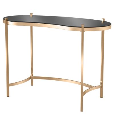 24/7 Shop at Home Rin Modern Metal Desk with Glass Top for Workstation, Home Office, Study Room, Gold