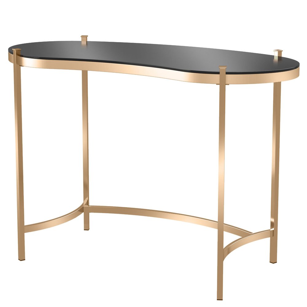 24/7 Shop at Home Rin Modern Metal Desk with Glass Top for Workstation, Home Office, Study Room, Gold