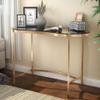 24/7 Shop at Home Rin Modern Metal Desk with Glass Top for Workstation, Home Office, Study Room, Gold view 2