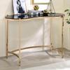 24/7 Shop at Home Rin Modern Metal Desk with Glass Top for Workstation, Home Office, Study Room, Gold view 4