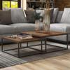 24/7 Shop at Home Megan Farmhouse Solid Wood 2-Piece Nesting Coffee Table Set with Metal Frame for Living Room, Bedroom, Home Office, Natural Brown view 2