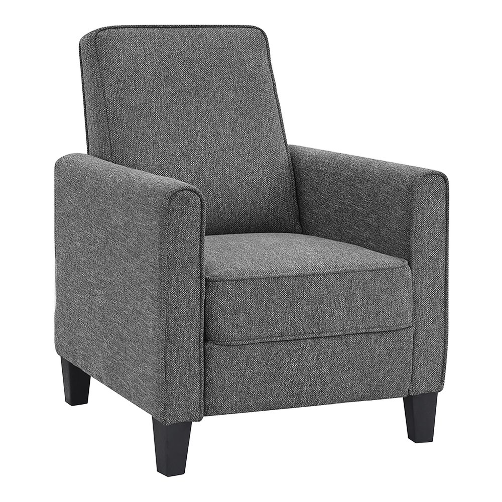 24/7 Shop at Home Mulvane Modern Recliner Chair with Push Back & Foot Rest, Single Couch with Fabric Upholstered & Plastic Legs, Sofa Reclinable Individual for Bedroom, Living Room, Home Office, Gray