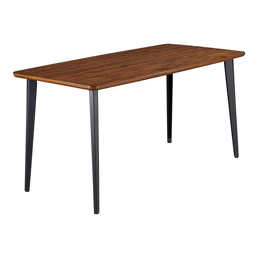 24/7 Shop at Home Ceri Modern Rectangle Wood Top 60 in. Table with Metal Legs for Dining Room, Kitchen, Dark Oak Brown