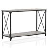 24/7 Shop at Home Addeson Transitional Rectangle Metal 48 in. Console Table with Open-Shelf for Living, Hallway, Bedroom, Dressing Room, Black and Gray view 1