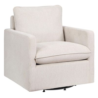 24/7 Shop at Home Hargreeves Transitional Fabric Upholstered Swivel Arm Chair with Removable Cushion for Living, Bedroom, Home Office, Family Room, Beige