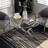 24/7 Shop at Home Calla Modern Round Glass Top 48 in. Table with V-Shaped Metal Legs for Dining Room, Kitchen, Restaurant, Champagne view 3