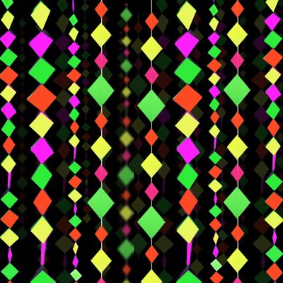 122feet Neon Streamers Glow Garland Glow in The Dark Block Hanging Paper Ornaments Blacklight Reactive Fluorescent Black Light Party Kit Neon Glow Party Supplies and Decorations for Birthday Wedding