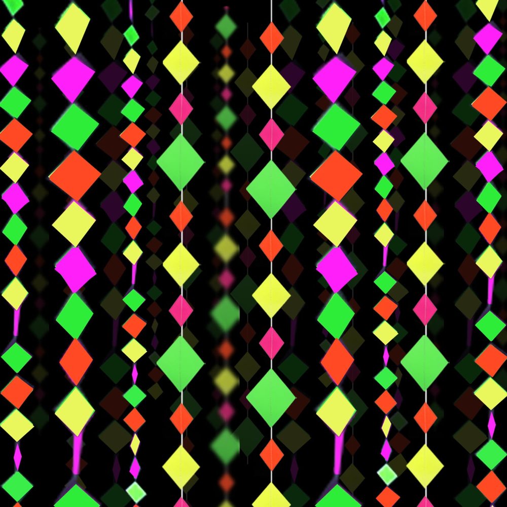 122feet Neon Streamers Glow Garland Glow in The Dark Block Hanging Paper Ornaments Blacklight Reactive Fluorescent Black Light Party Kit Neon Glow Party Supplies and Decorations for Birthday Wedding