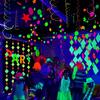 122feet Neon Streamers Glow Garland Glow in The Dark Block Hanging Paper Ornaments Blacklight Reactive Fluorescent Black Light Party Kit Neon Glow Party Supplies and Decorations for Birthday Wedding view 4