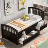 JURMALYN Twin Size Bed Frame with Drawers, Solid Wood Bed with Headboard and Footboard, Twin Bed Frame with Storage for Kids Teens Adult, No Box Spring Needed, Easy Assembly (Coffee) view 1