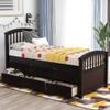 JURMALYN Twin Size Bed Frame with Drawers, Solid Wood Bed with Headboard and Footboard, Twin Bed Frame with Storage for Kids Teens Adult, No Box Spring Needed, Easy Assembly (Coffee) view 3