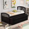 JURMALYN Twin Size Bed Frame with Drawers, Solid Wood Bed with Headboard and Footboard, Twin Bed Frame with Storage for Kids Teens Adult, No Box Spring Needed, Easy Assembly (Coffee) view 4